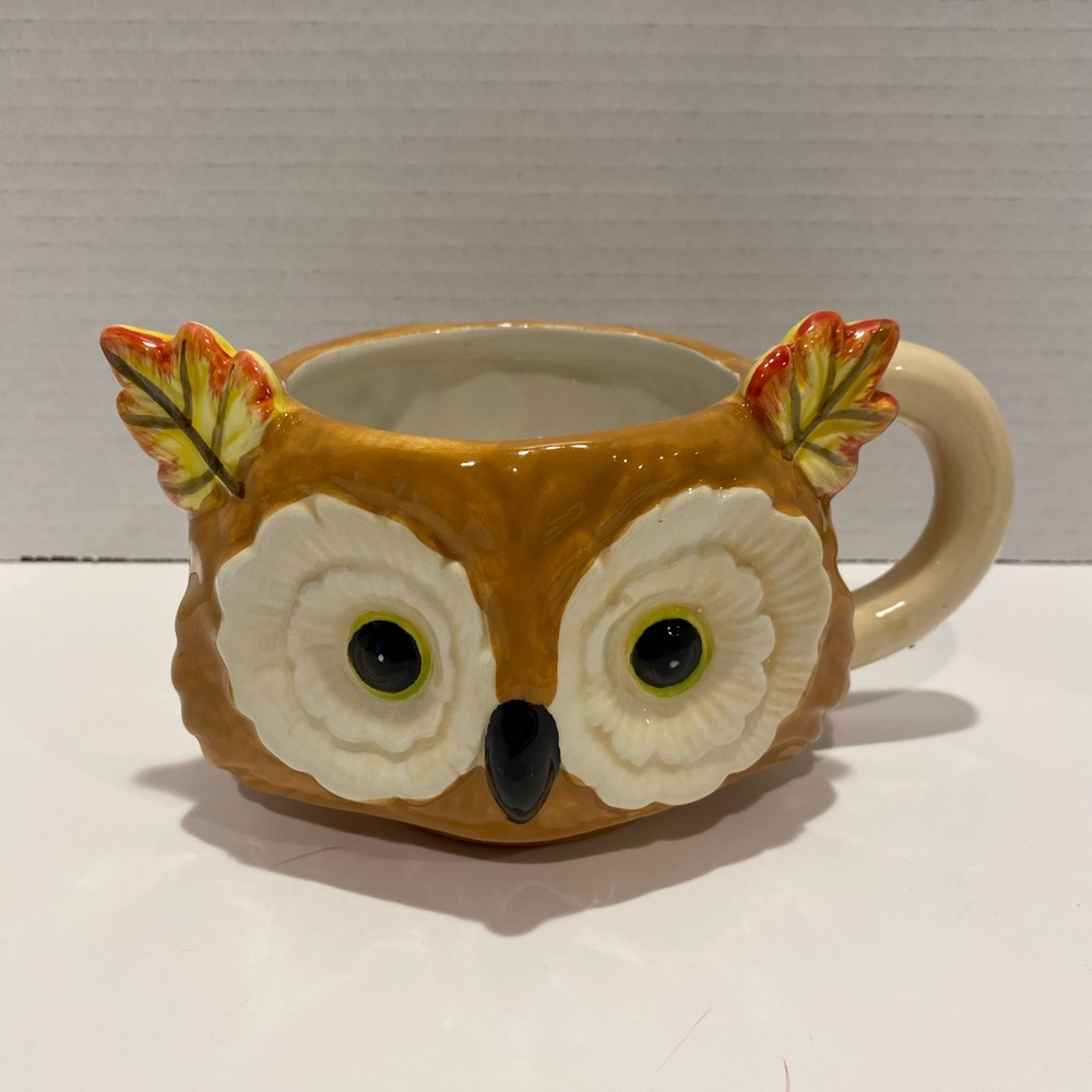 Owl Shaped Ceramic Mug - Brown and Cream